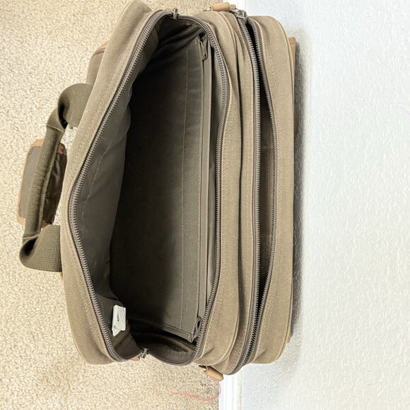 VINTAGE CABELA'S CANVAS & LEATHER Messenger Weekender Bag UPS Embroidered 16x12 - Picture 6 of 10